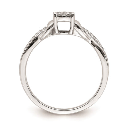 10k White Gold Cluster with 2 Hearts 1/6 carat Diamond Complete Engagement Ring