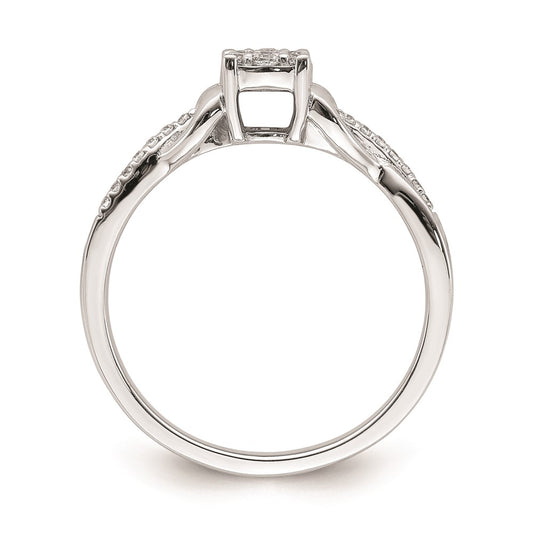10k White Gold Cluster with 2 Hearts 1/6 carat Diamond Complete Engagement Ring
