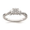 10k White Gold Cluster with 2 Hearts 1/6 carat Diamond Complete Engagement Ring