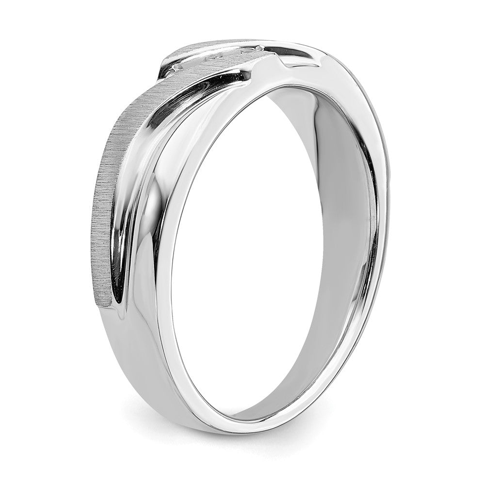 14k White Gold 3-Stone 1/10 carat Diamond Complete Men's Ring