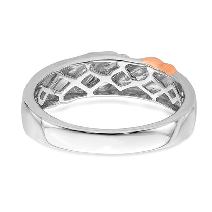 IBGoodman 14k Two-tone Rose and White Gold 1/6 carat Lab Grown Diamond VS/SI+ G+ Three Stone Complete Men's Ring