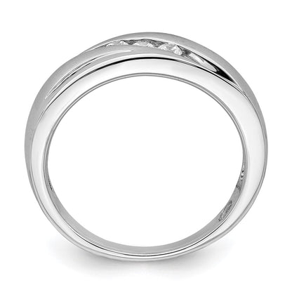 14k White Gold 3-Stone 1/5 carat Diamond Complete Men's  Band