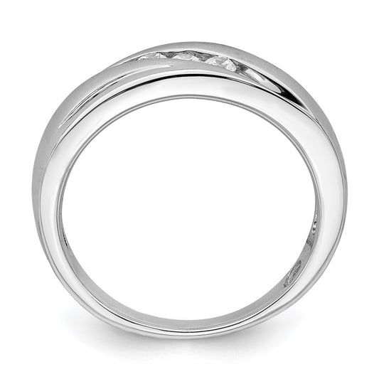 14k White Gold 3-Stone 1/5 carat Diamond Complete Men's  Band