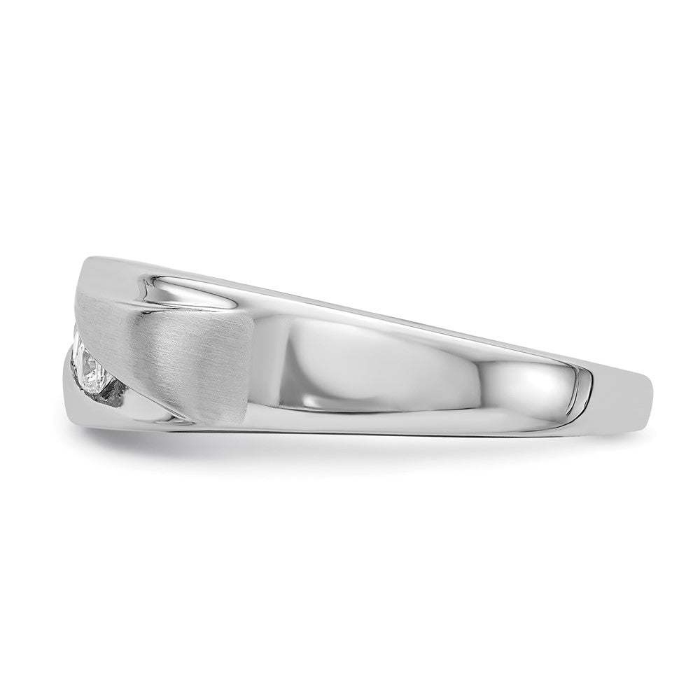 14k White Gold 3-Stone 1/5 carat Diamond Complete Men's  Band