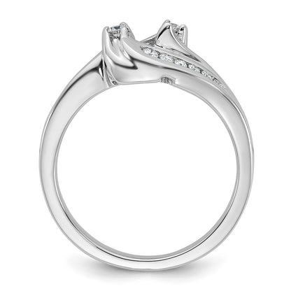 14k White Gold By-Pass Peg Set 1/3 carat Diamond Semi-mount Engagement Ring