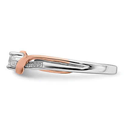 14k Two-tone Rose and White Gold 3/8 carat Lab Grown Diamond VS/SI+ G+ Round Complete Bypass Engagement Ring