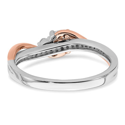 14k Two-tone Rose and White Gold 3/8 carat Lab Grown Diamond VS/SI+ G+ Round Complete Bypass Engagement Ring