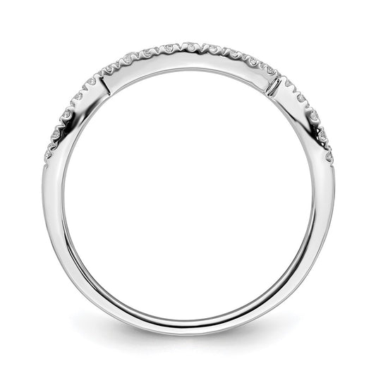 14k White Gold 1/10 carat Diamond Contoured Complete Wedding Band