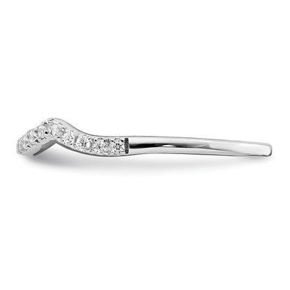 14k White Gold 1/10 carat Diamond Contoured Complete Wedding Band