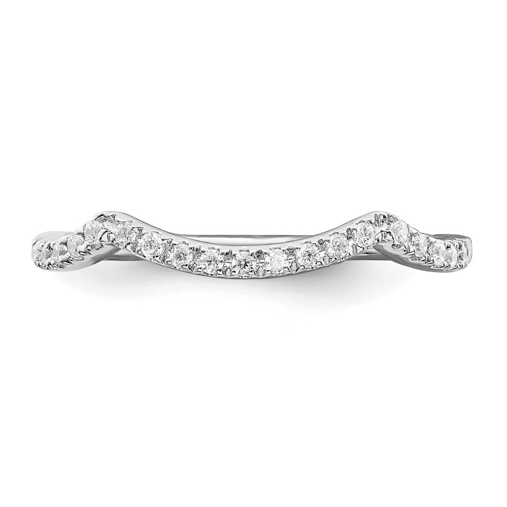 14k White Gold 1/10 carat Diamond Contoured Complete Wedding Band