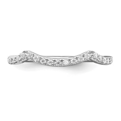 14k White Gold 1/10 carat Diamond Contoured Complete Wedding Band