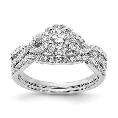 14k White Gold Halo Plus (Holds 1/3 carat (4.5mm Round Center) 1/4 carat Diamond Semi-Mount Engagement Ring