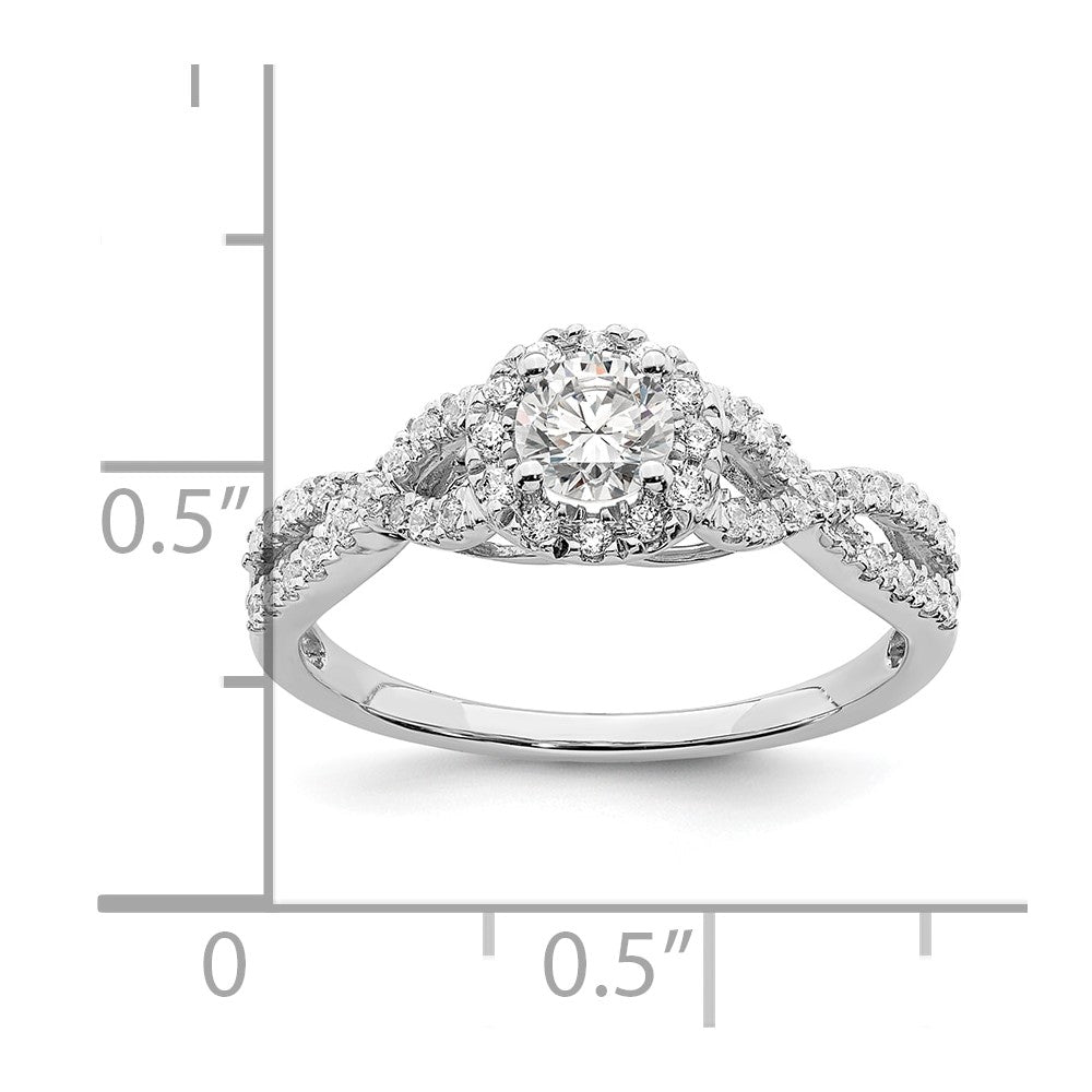 14k White Gold Halo Plus (Holds 1/3 carat (4.5mm Round Center) 1/4 carat Diamond Semi-Mount Engagement Ring