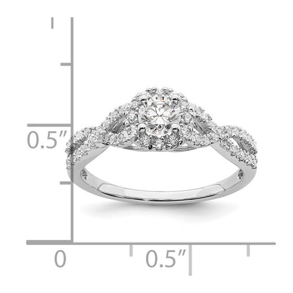 14k White Gold Halo Plus (Holds 1/3 carat (4.5mm Round Center) 1/4 carat Diamond Semi-Mount Engagement Ring