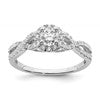 14k White Gold Halo Plus (Holds 1/3 carat (4.5mm Round Center) 1/4 carat Diamond Semi-Mount Engagement Ring