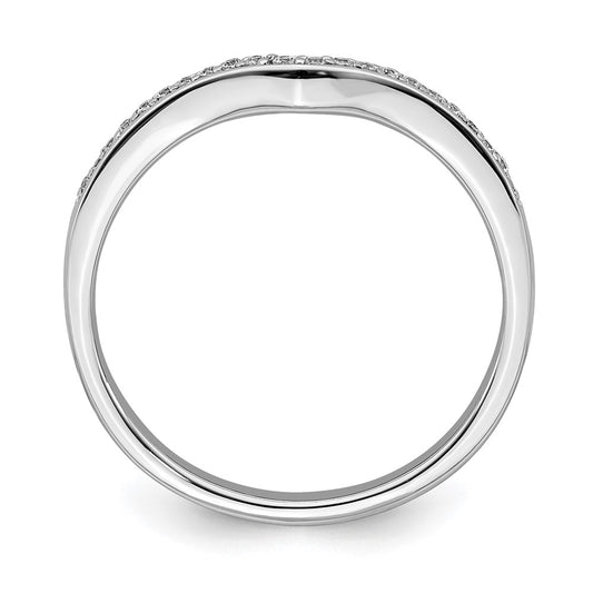 14k White Gold 1/10 carat Diamond Contoured Complete Wedding Band