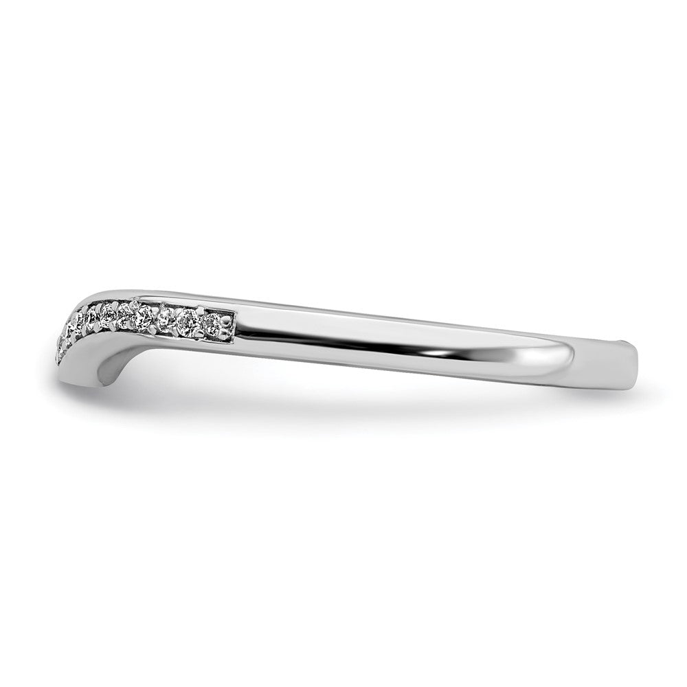 14k White Gold 1/10 carat Diamond Contoured Complete Wedding Band