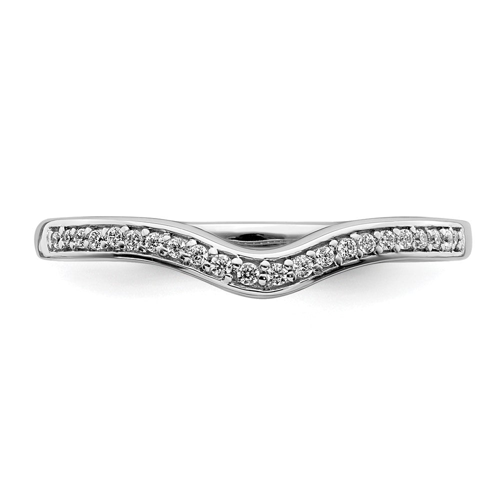 14k White Gold 1/10 carat Diamond Contoured Complete Wedding Band