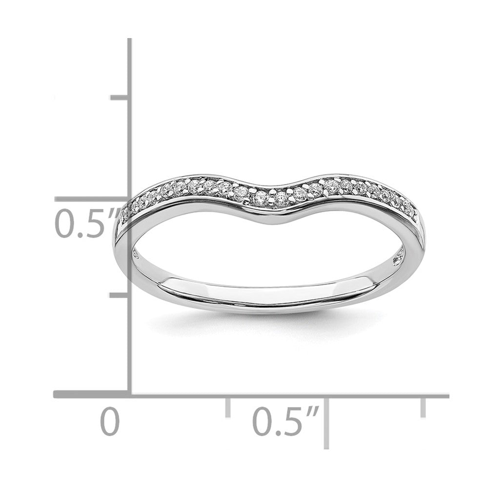 14k White Gold 1/10 carat Diamond Contoured Complete Wedding Band