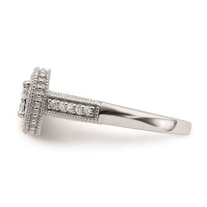 14K White Gold Square Halo Cluster 5/8 carat Princess/Round Diamond Complete Engagement Ring