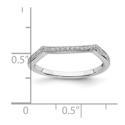 14k White Gold 1/8 carat Diamond Contoured Complete Wedding Band