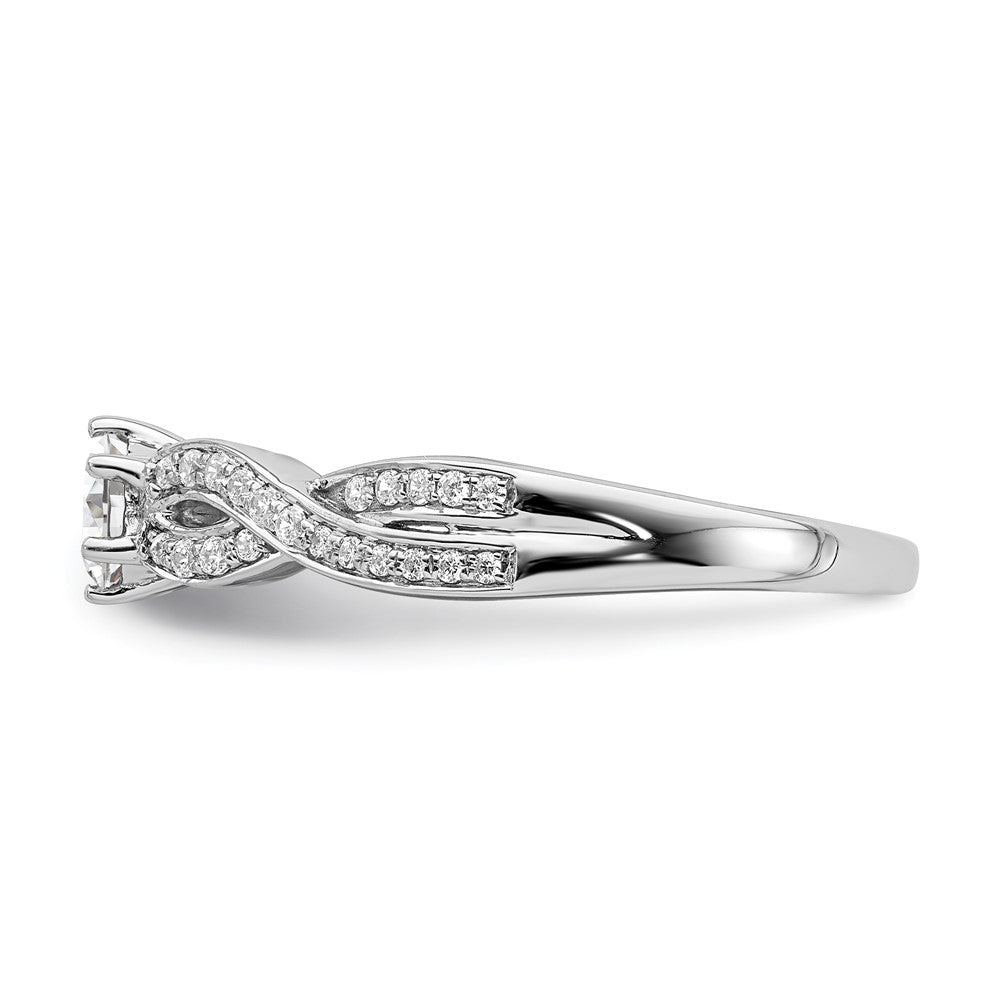 14k White Gold Criss-Cross (Holds 1/3 carat (4.5mm) Round Center) 1/5 carat Diamond Semi-mount Engagement Ring