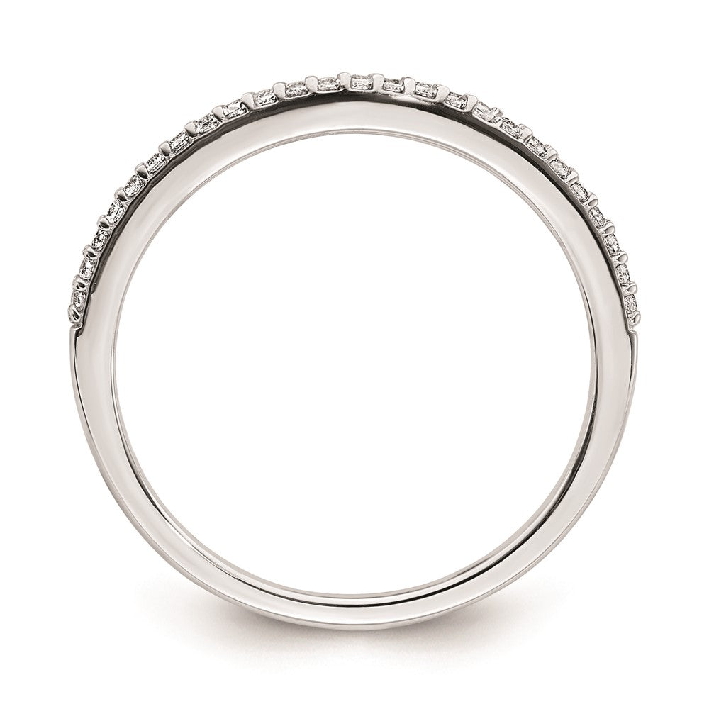 14k White Gold 1/8 carat Diamond Contoured Complete Wedding Band