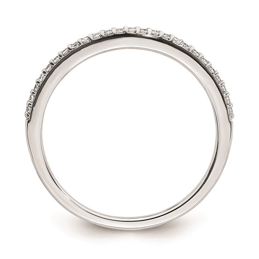 14k White Gold 1/8 carat Diamond Contoured Complete Wedding Band