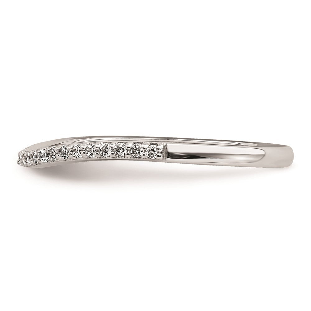 14k White Gold 1/8 carat Diamond Contoured Complete Wedding Band