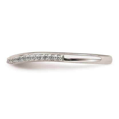 14k White Gold 1/8 carat Diamond Contoured Complete Wedding Band