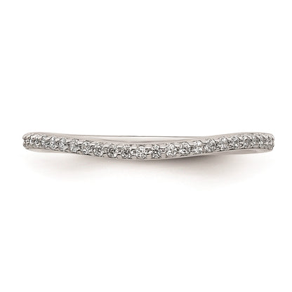 14k White Gold 1/8 carat Diamond Contoured Complete Wedding Band