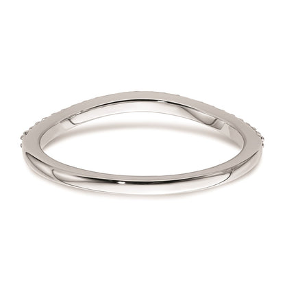 14k White Gold 1/8 carat Diamond Contoured Complete Wedding Band