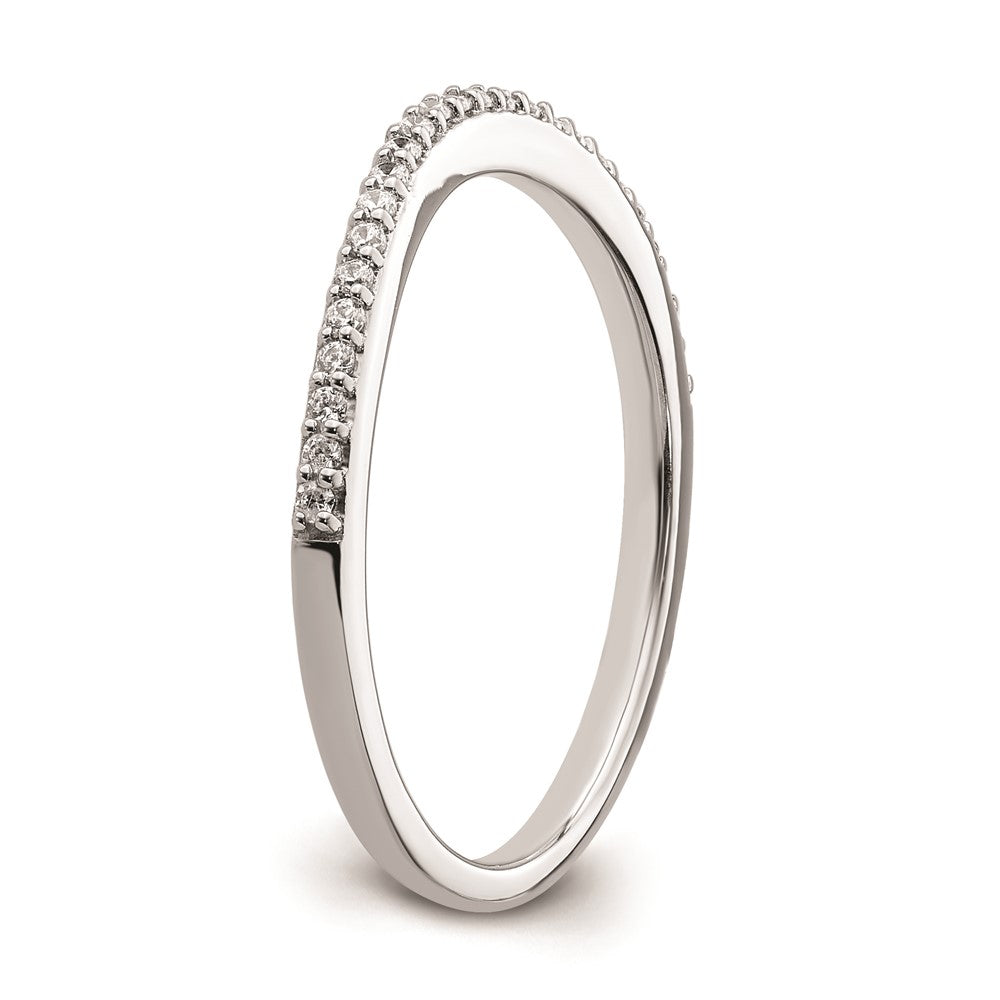 14k White Gold 1/8 carat Diamond Contoured Complete Wedding Band