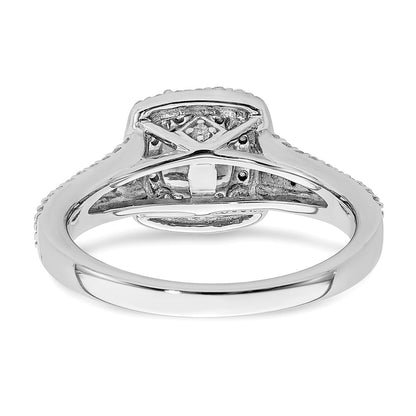 14k White Gold Double Halo (Holds 1/3 carat (4.5mm) Round Center) 1/2 carat Diamond Semi-mount Engagement Ring