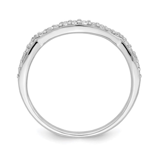 14k White Gold 1/5 carat Diamond Contoured Complete Wedding Band