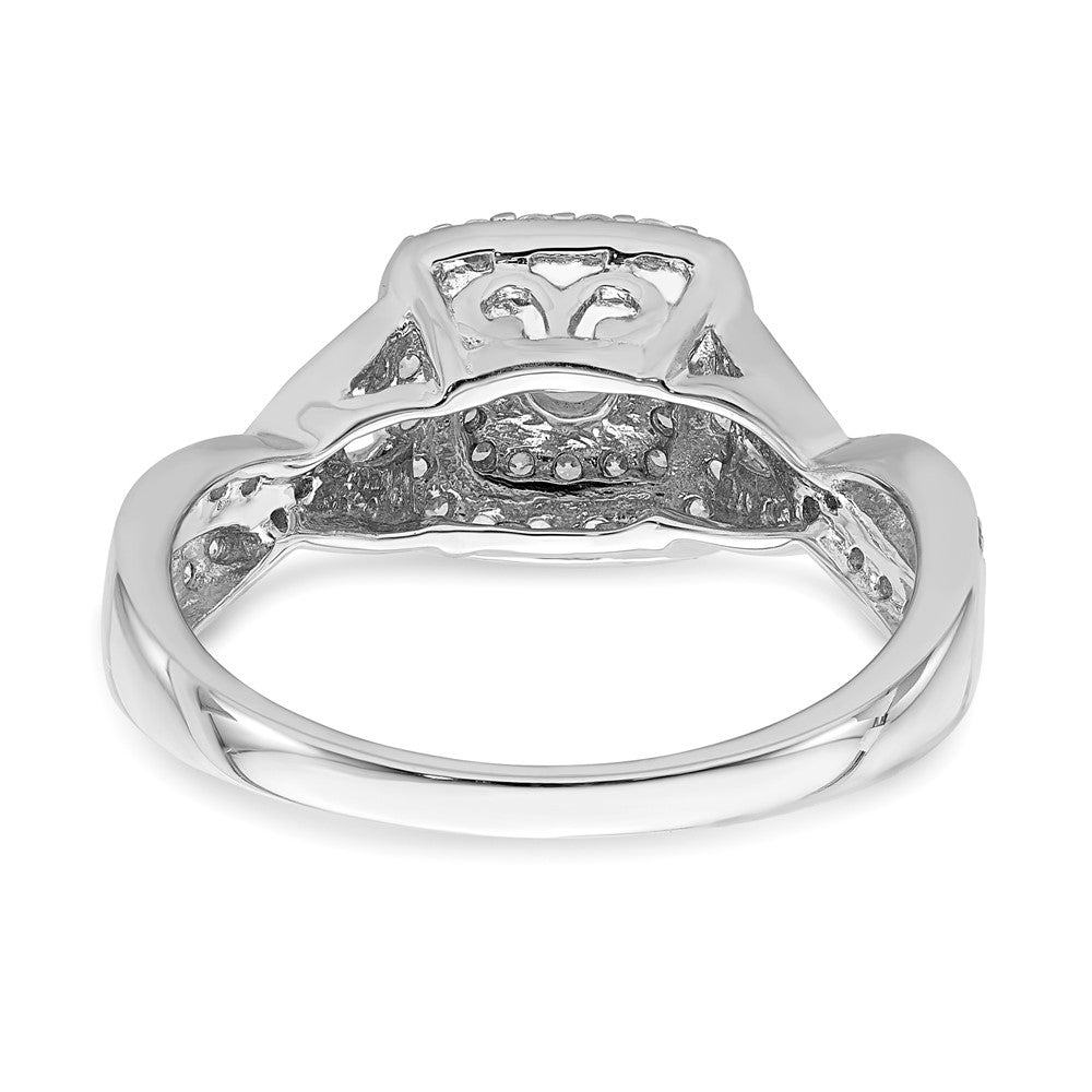 14k White Gold Double Halo (Holds 1/4 carat (4.1mm) Round Center) 1/2 carat Diamond Semi-mount Engagement Ring