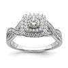 14k White Gold Double Halo (Holds 1/4 carat (4.1mm) Round Center) 1/2 carat Diamond Semi-mount Engagement Ring