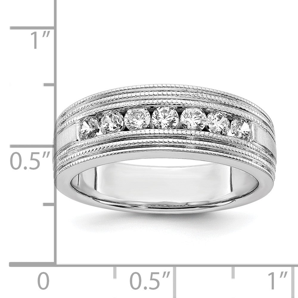 IBGoodman 14k White Gold 5/8 carat Lab Grown Diamond VS/SI+ G+ Seven Stone Complete Men's Ring