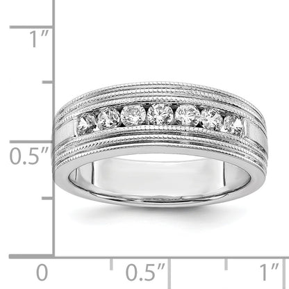 IBGoodman 14k White Gold 5/8 carat Lab Grown Diamond VS/SI+ G+ Seven Stone Complete Men's Ring