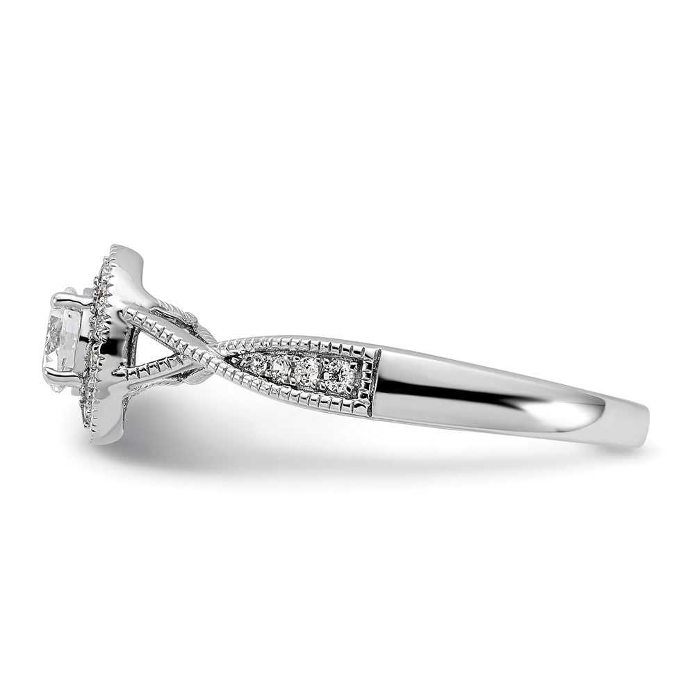 10k White Gold 1/2 carat Lab Grown Diamond VS/SI+ G+ Round Complete Halo Engagement Ring