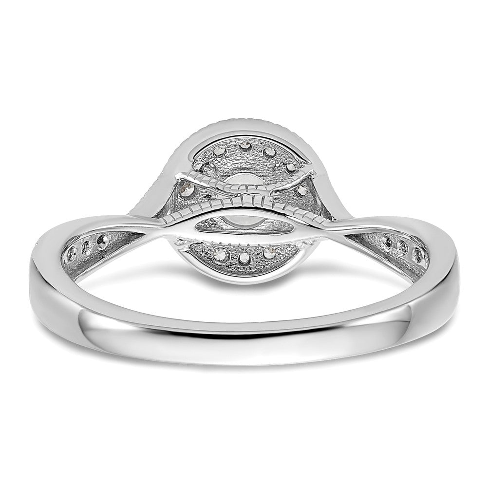 10k White Gold 1/2 carat Lab Grown Diamond VS/SI+ G+ Round Complete Halo Engagement Ring