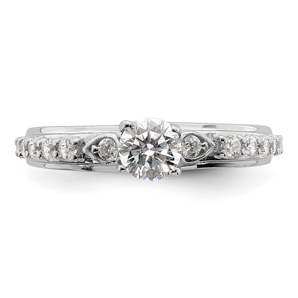 10k White Gold 3/4 carat Lab Grown Diamond VS/SI+ G+ Complete Petite Engagement Ring