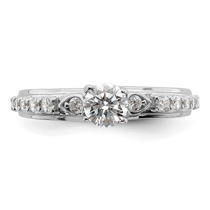 10k White Gold 3/4 carat Lab Grown Diamond VS/SI+ G+ Complete Petite Engagement Ring