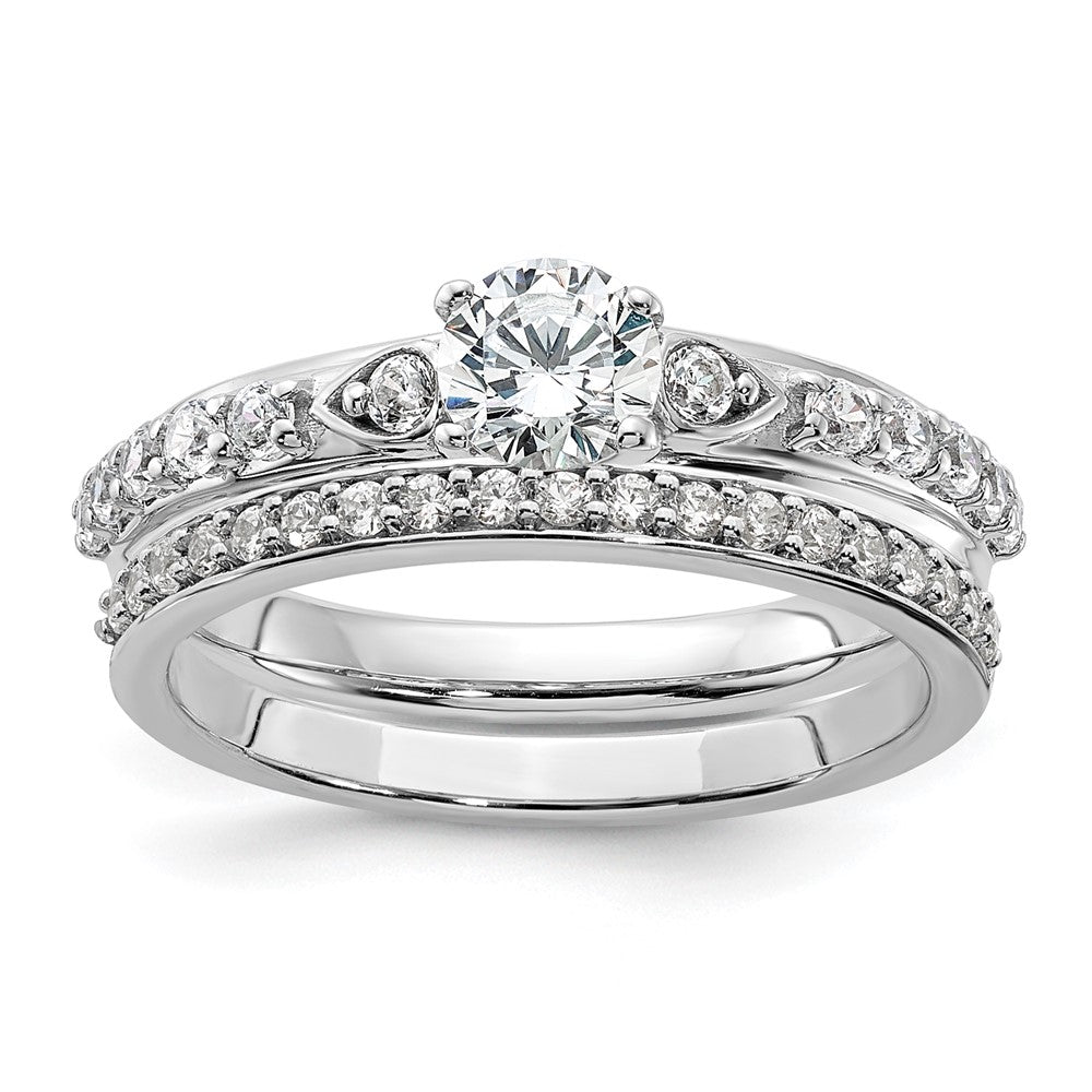 10k White Gold 3/4 carat Lab Grown Diamond VS/SI+ G+ Complete Petite Engagement Ring