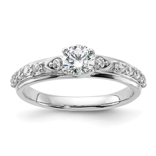 14k White Gold 3/4 carat Lab Grown Diamond VS/SI+ G+ Complete Petite Engagement Ring
