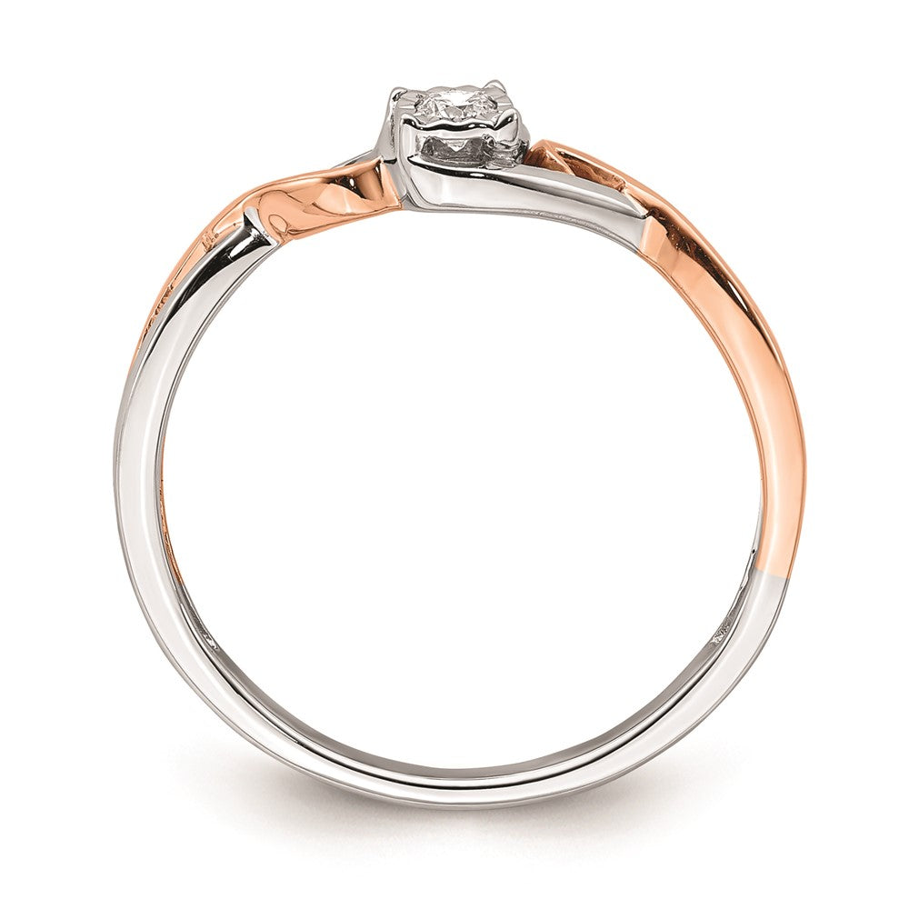 First Promise 14k White and Rose Gold Criss-Cross 1/20 carat Round Diamond Complete Promise/Engagement Ring