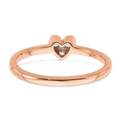 First Promise 14k Rose Gold Heart 1/8 carat Round Diamond Complete Promise/Engagement Ring