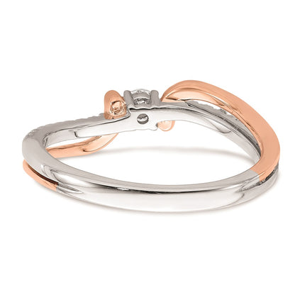 First Promise 14k White and Rose Gold Bypass 1/5 carat Round Diamond Complete Promise/Engagement Ring