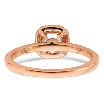 14k Rose Gold 3/4 carat Lab Grown Diamond VS/SI+ G+ Complete Round Halo Engagement Ring