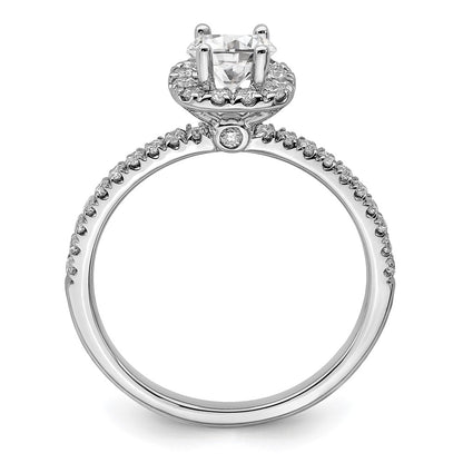 14k White Gold 3/4 carat Lab Grown Diamond VS/SI+ G+ Complete Round Halo Engagement Ring